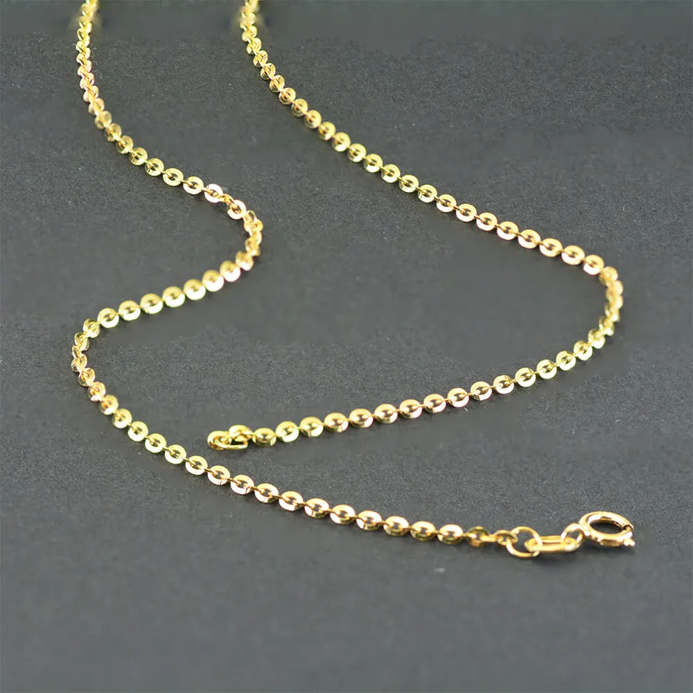 9k,10k,14k,18k Real Gold Cable Chains Necklace Yellow Rose White Gold
