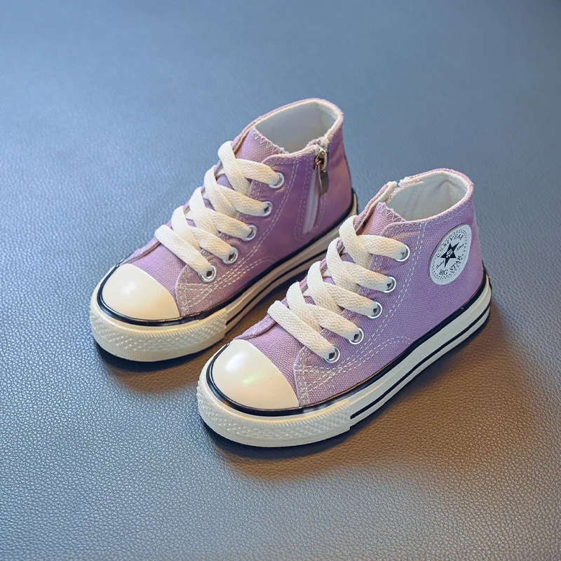 EUR size 19-36 Fashion high cut soft children rubber shoes casual kids canvas shoes 8 colors