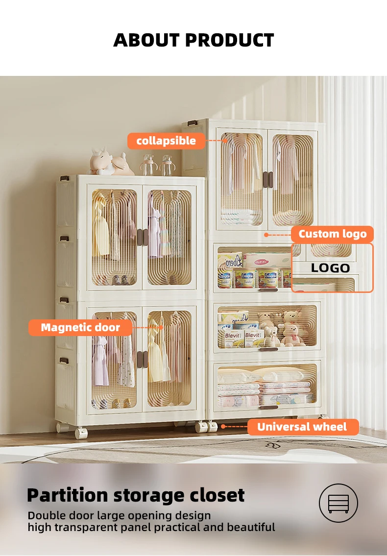 Wannuo Easy To Install Baby Wardrobe Move Flexible Kids Plastic Wardrobe Foldable Plastic Wardrobe For Clothes supplier