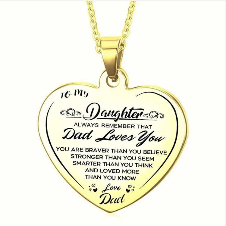 Daughter Pendant Necklace Heart Dad 