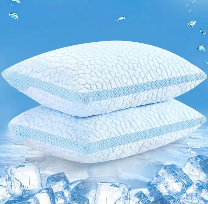 Medium Firm Soft Breathable Summer Both Sides Cold 2" Mesh Gusset Adjustable Neck Shredded Memory Foam Cooling Bed Pillow