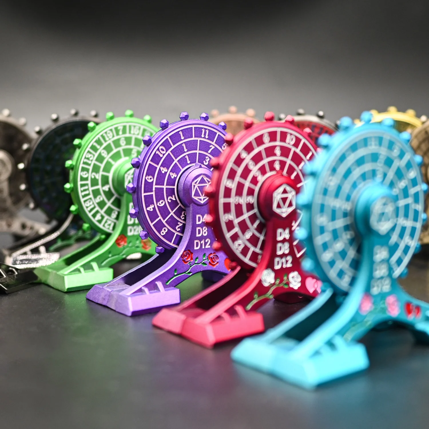 Dreamy Sky Swirling Ferris  7-in-1 Gyro Spinner Rotating Pink Roulette DND Dice for Board Game