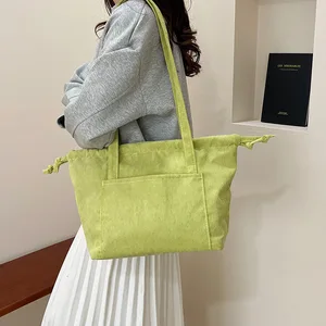 New Arrivals Custom Printed Logo Corduroy Shoulder Bag  Large School Corduroy Solid Color Women's Tote Bag