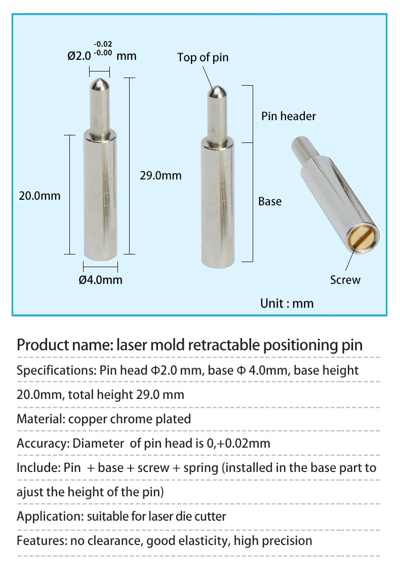 Retractable Guide Pin For Relocated When Printing Or Punching Good Quality Locating Pin Spring