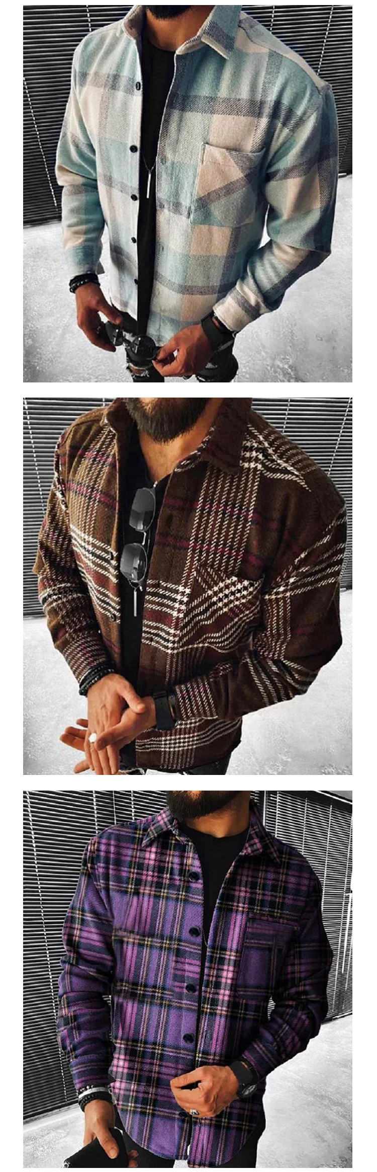 Großhandel Extra Hochwertiges Polyester Frühling Herbst Winter Langarm Mehrfarbiges Design Freizeithemd Für Männer138_voghion.com