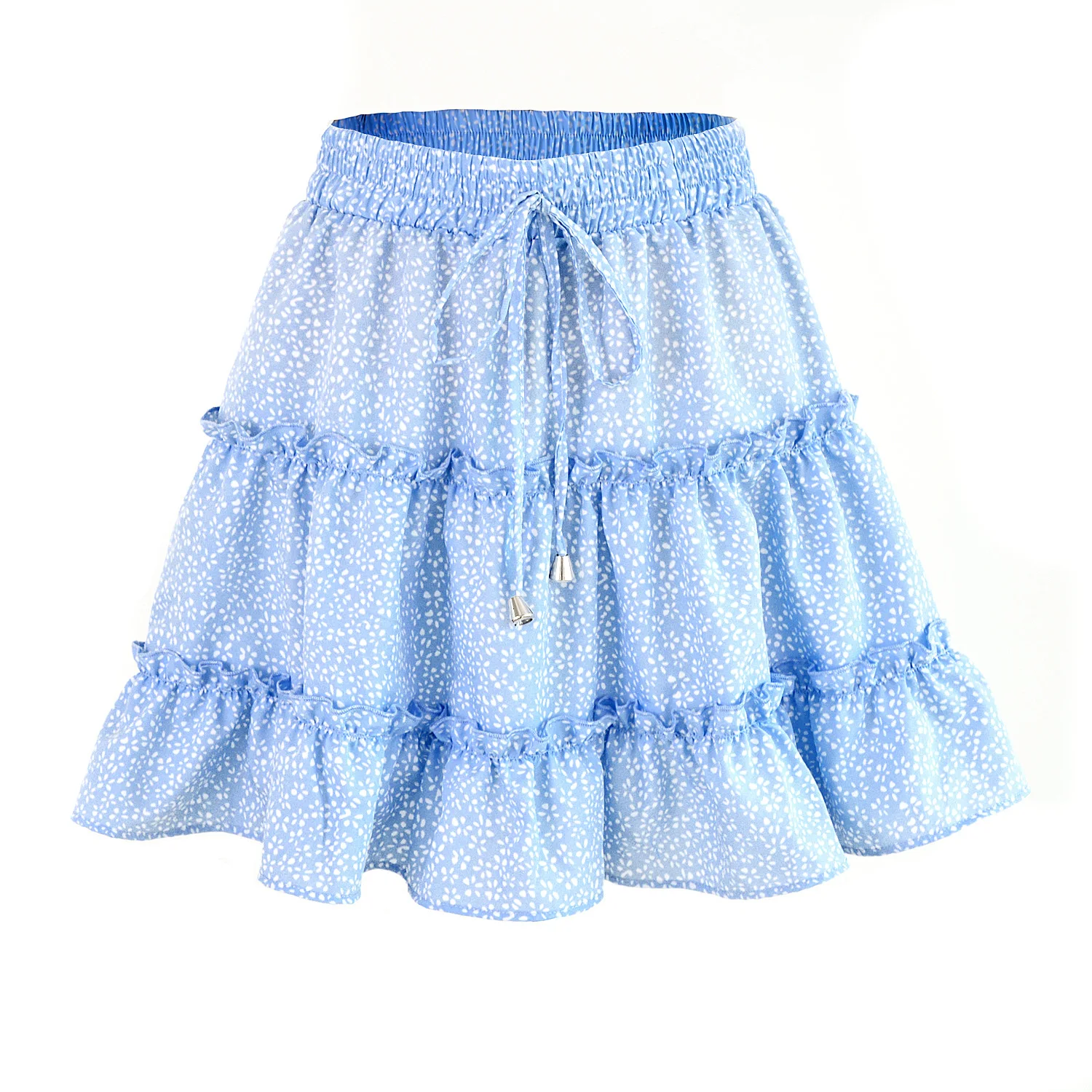 Allegra K Minifalda para Mujer Faldas Cortas con Volantes Florales De Verano De Cintura Alta Lindas 