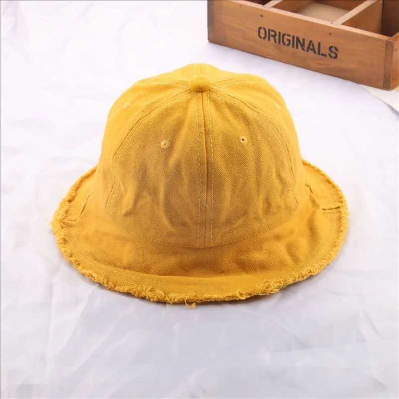 Wholesale Spring Summer Blank Solid Canvas Cotton Anti UV Sun Baby Toddler Bucket Cap Hat for Kids Children Fashion Casual Dress