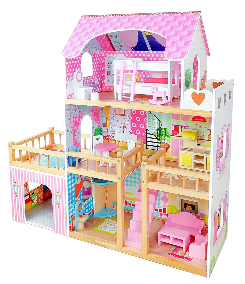 Big Size Three Layer Diy Doll House Large Wooden Doll Houses Miniature ...