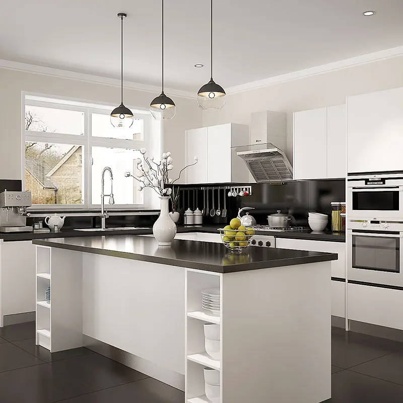 White Lacquer Flat Pack Kitchen Furniture For Australia Project