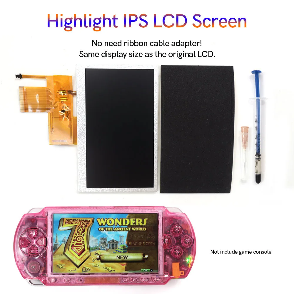 Highlight IPS LCD Screen For Sony PSP 1000 Console to IPS Screen LCD High  Brightness IPS LCD Kits No need ribbon Cable Adapter|