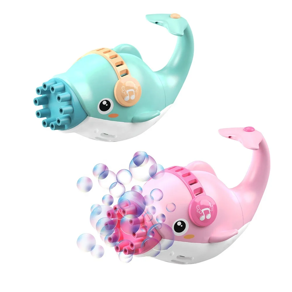 2021 Automatic Dolphin Bubble Machine 10 Holes Gatling Rotary Tube Kid Gift Toy 