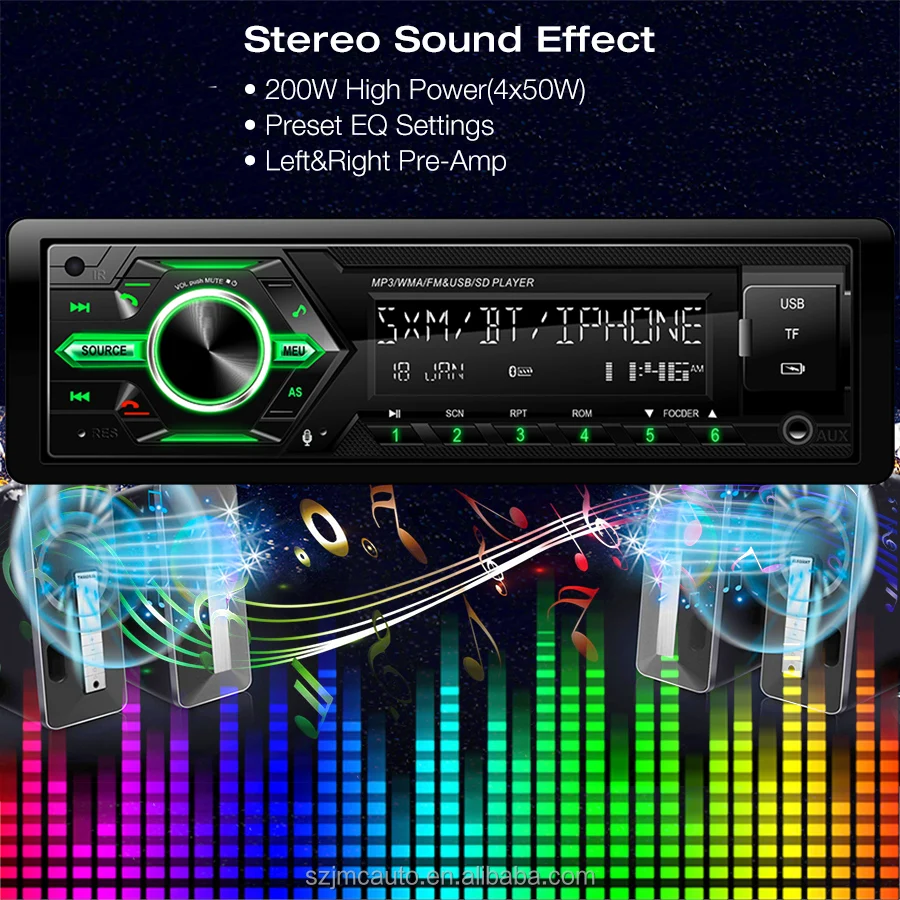 JMC Updated Version Digital Media Receiver 7 Colors Button Changing Car Radio 1 Din Car Mp3 Player Audio Stereo Head