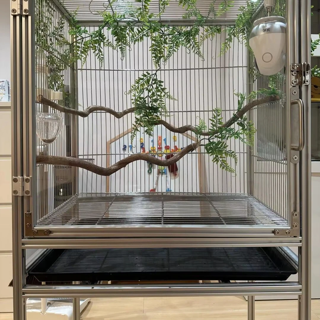 Custom Lightweight Aluminum Birds Cage Large with Artificial Tree and  Integrated Camera Premium Aviary with Feeder Accessories