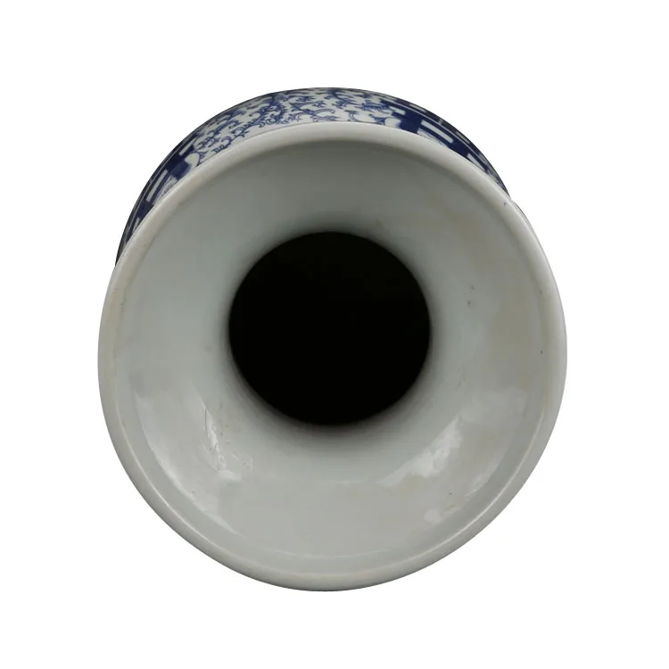 Wholesale Chinese Antique Ceramic  Chinoiserie Vase for Home Decor Hot Selling Double Happiness Lotus Pattern Double Ear Vase