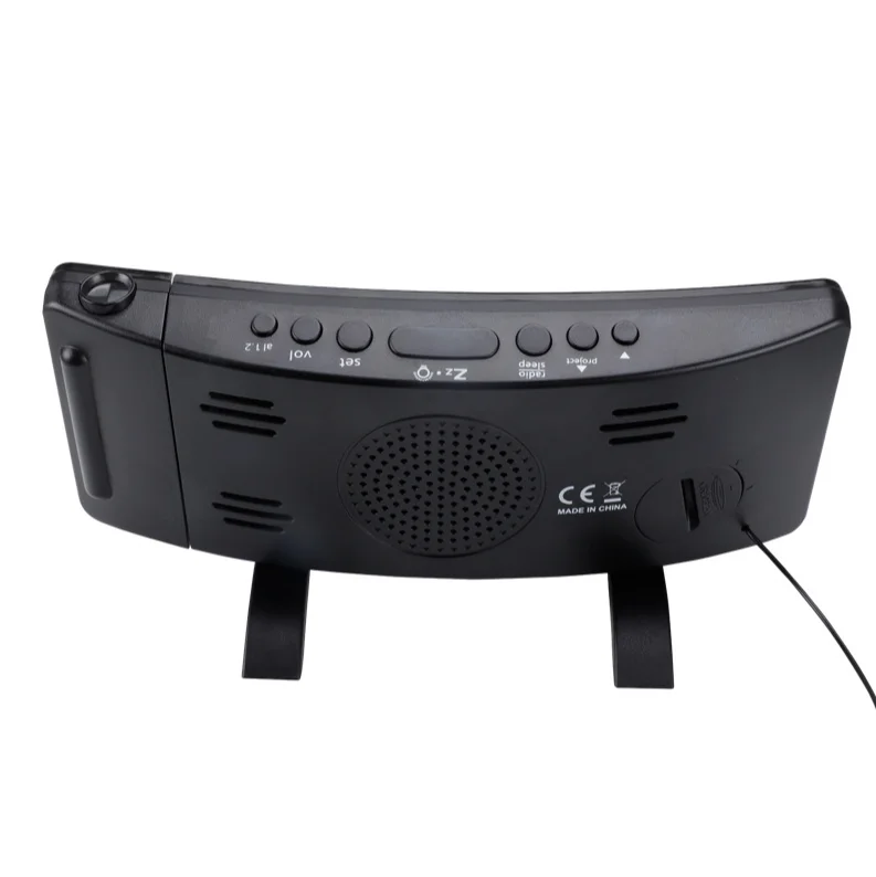 High Tech Curve Screen Multi Color LED Light Digital FM Radio Snooze Alarm Clock with Time Projection on Wall