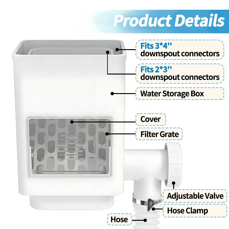 Rain Water Harvesting System Diverter Kit for Rain Barrel Weatherproof  Rainwater Collection System