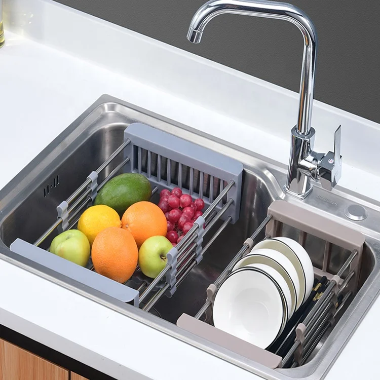 Adjustable Sink Dish Drainers Drain Basket Kitchen Organizer Rustproof ...