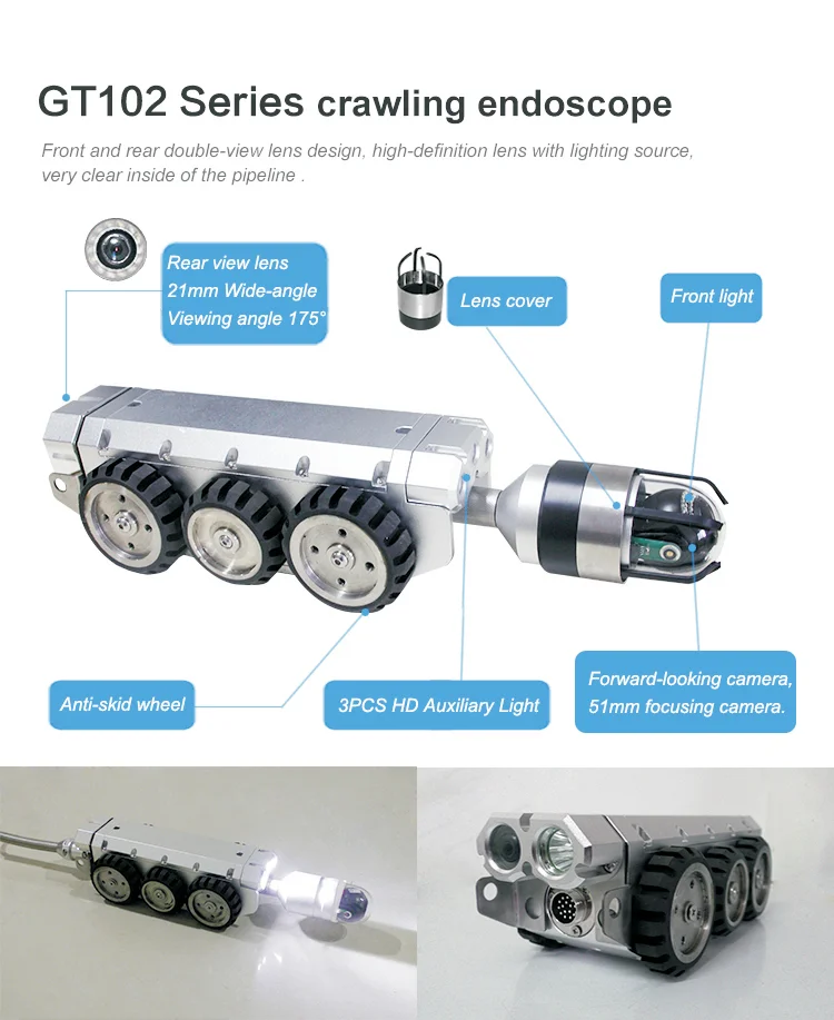 Waterproof Pipe Crawler Inspection Camera Pipe Detection Robot With Ptz