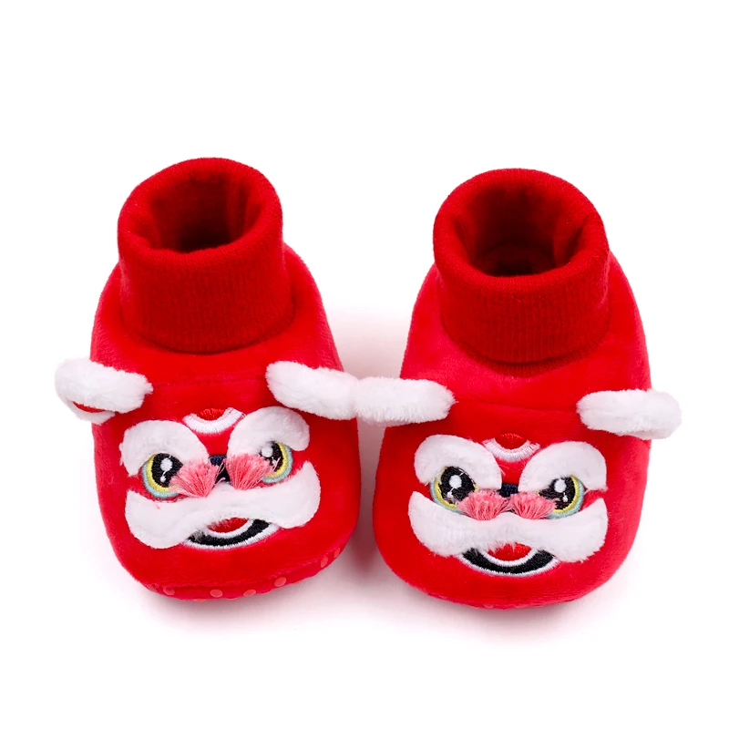New Year Festive Red Tiger-head Shoes Soft-soled Baby Walking Shoes Winter Anti-drop Baby Floor Socks and Shoes manufacture