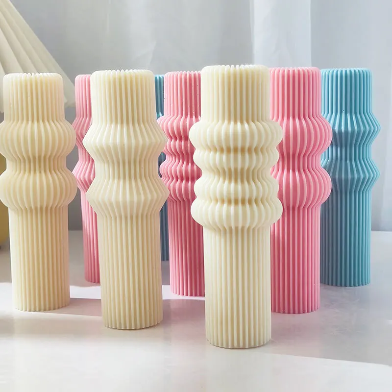 Dumo European Striped Column Silicone Candle Mold Diy Aromatherapy
