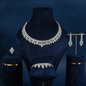 BRIDETALK Original Factory Design Customizable Dubai Jewelry Set Zircon Wholesale Price for Wedding Party Main Material Brass