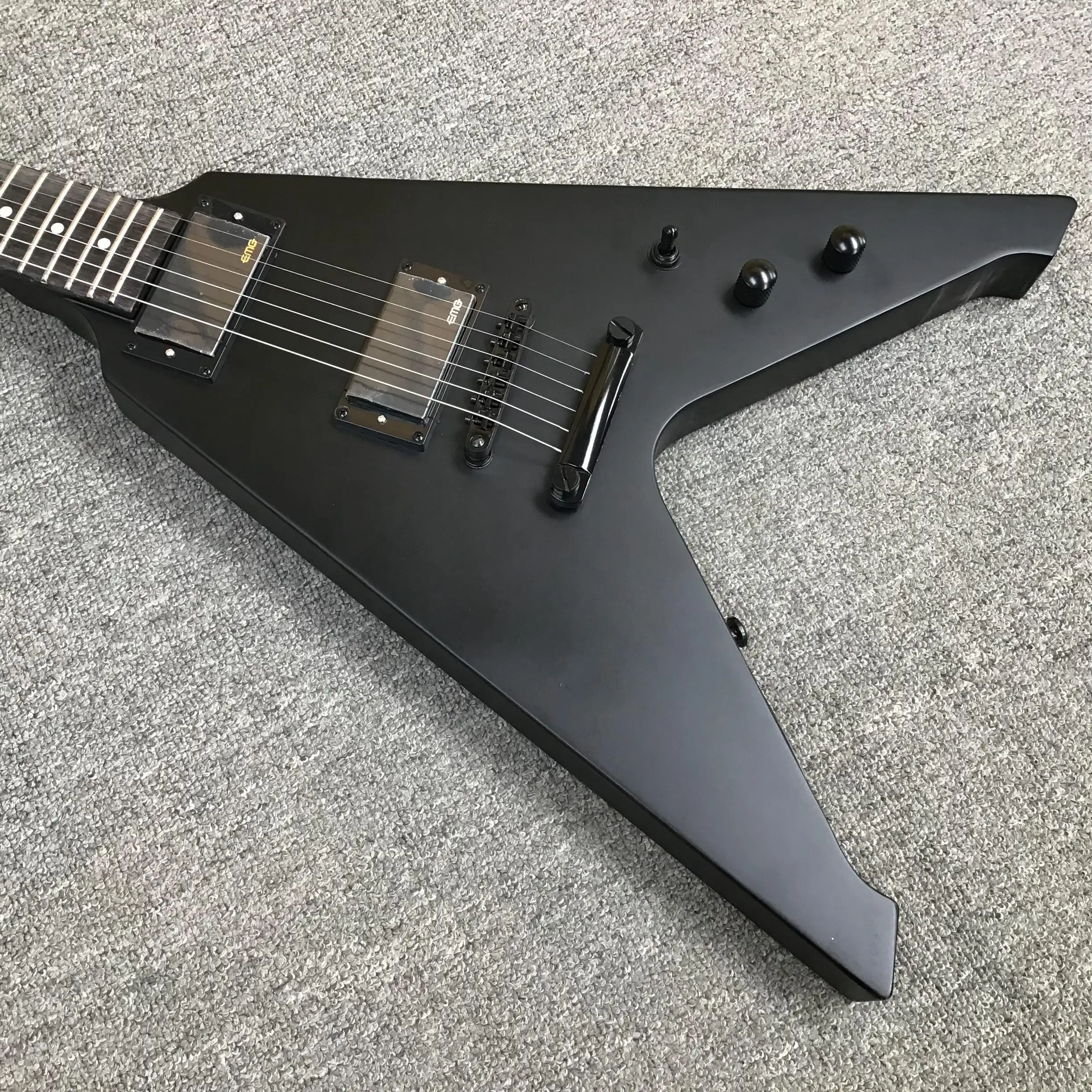 Black Flying V Shape Electric Guitar HH Esp - Durable & Fast