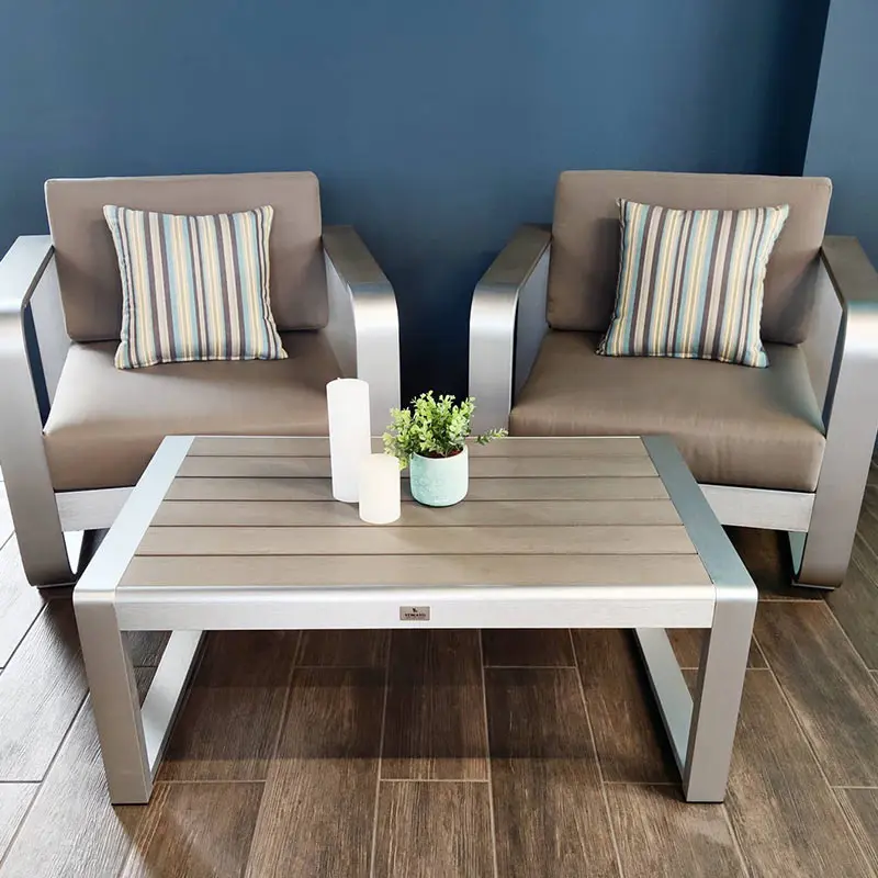 Fabric Seat All Weather Patio Furniture Aluminum Restaurant Sofa