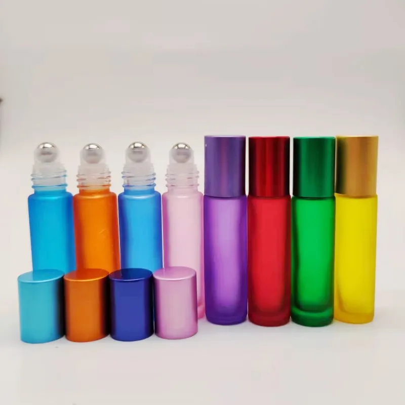 10ml Portable Frosted Glass Roller Roll On Essential Oil Perfume