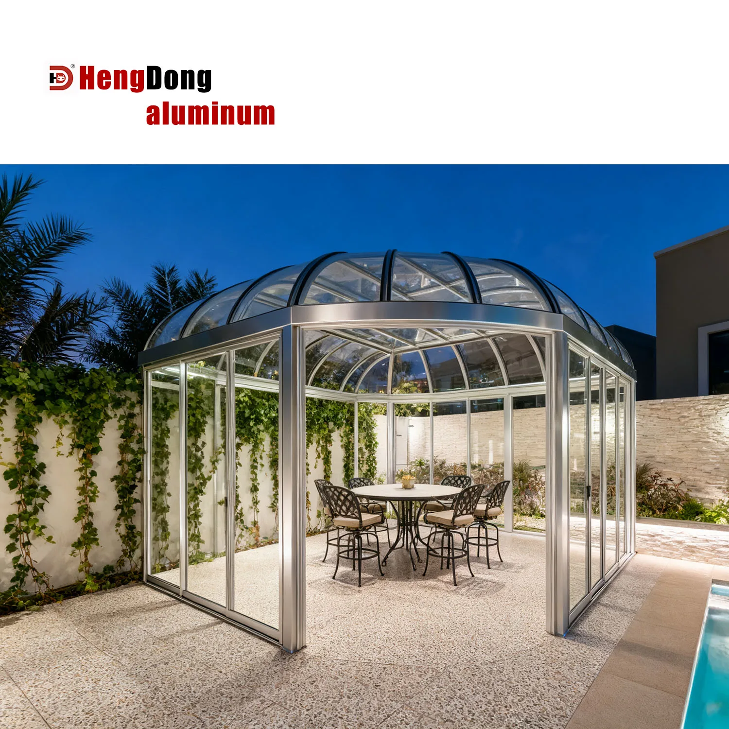 Manufacturer's Outdoor Retractable Garden Sunroom Sliding Solarium Tent Solar Glass Panels Roof Aluminum Profiles Made for