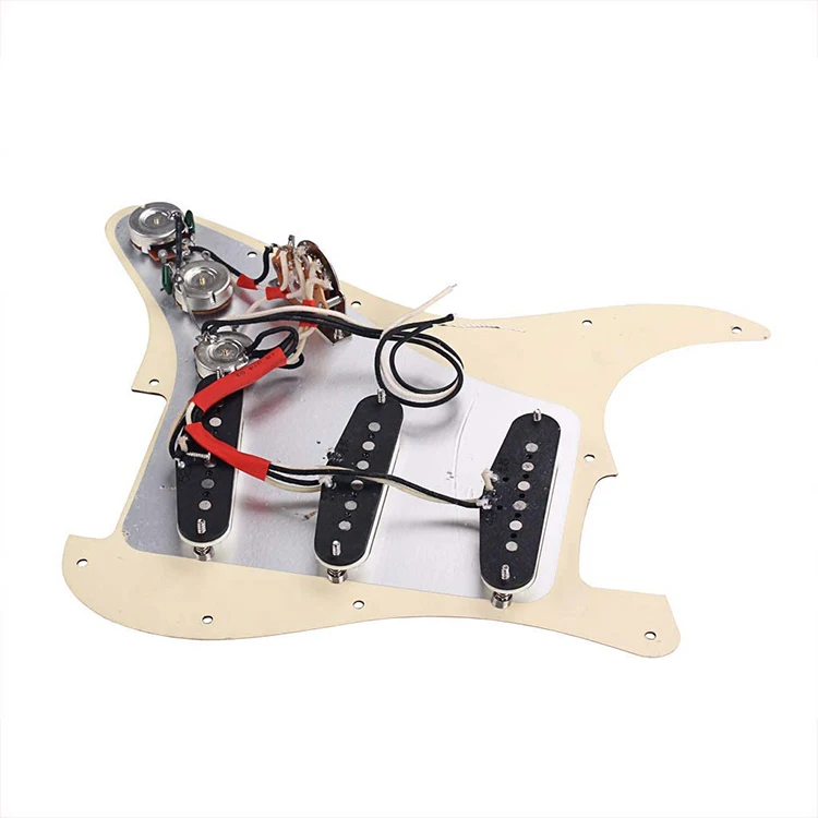 3Ply-CREAM Loaded Scratch Plate Guard Shield Electric ST Guitar Pickguard with Alnico Pickups