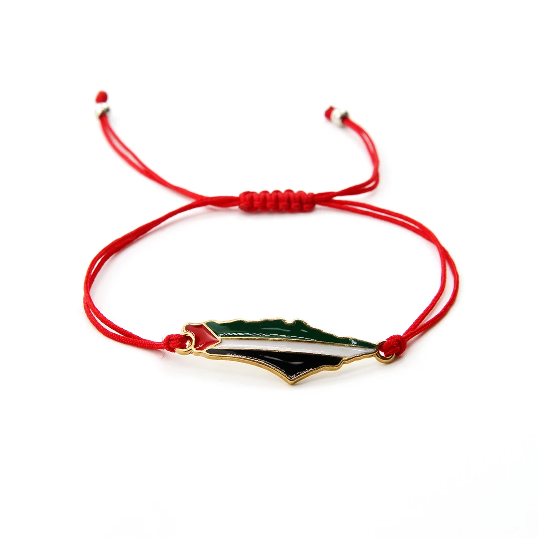 Factory Custom Flag Map Design Jewelry Bracelet Hand Woven Adjustable Free Palestine Jewelry Bracelet