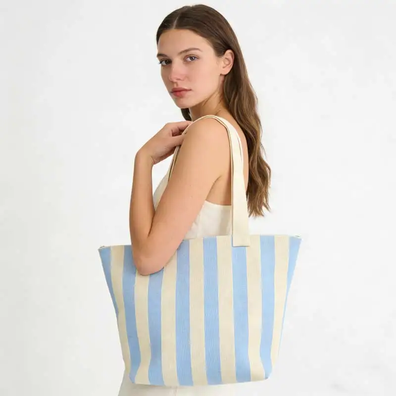 Women's Large Capacity Lady Tote Bag Colorful Soft Knitting Design Polyester Lining Shopping and Com