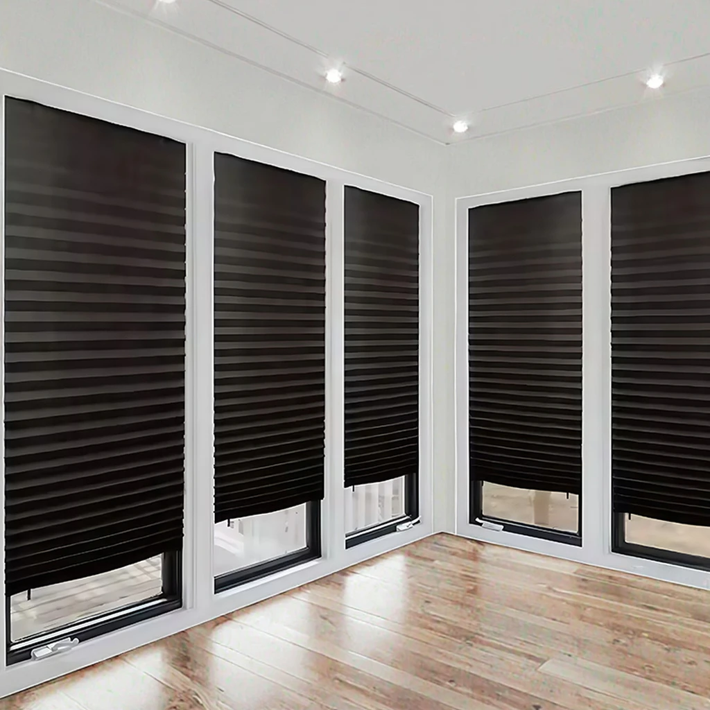 Portable Pleated Paper Shade Blinds Simple Style Easy to Fix Without Drilling Heat-Insulation Curtains