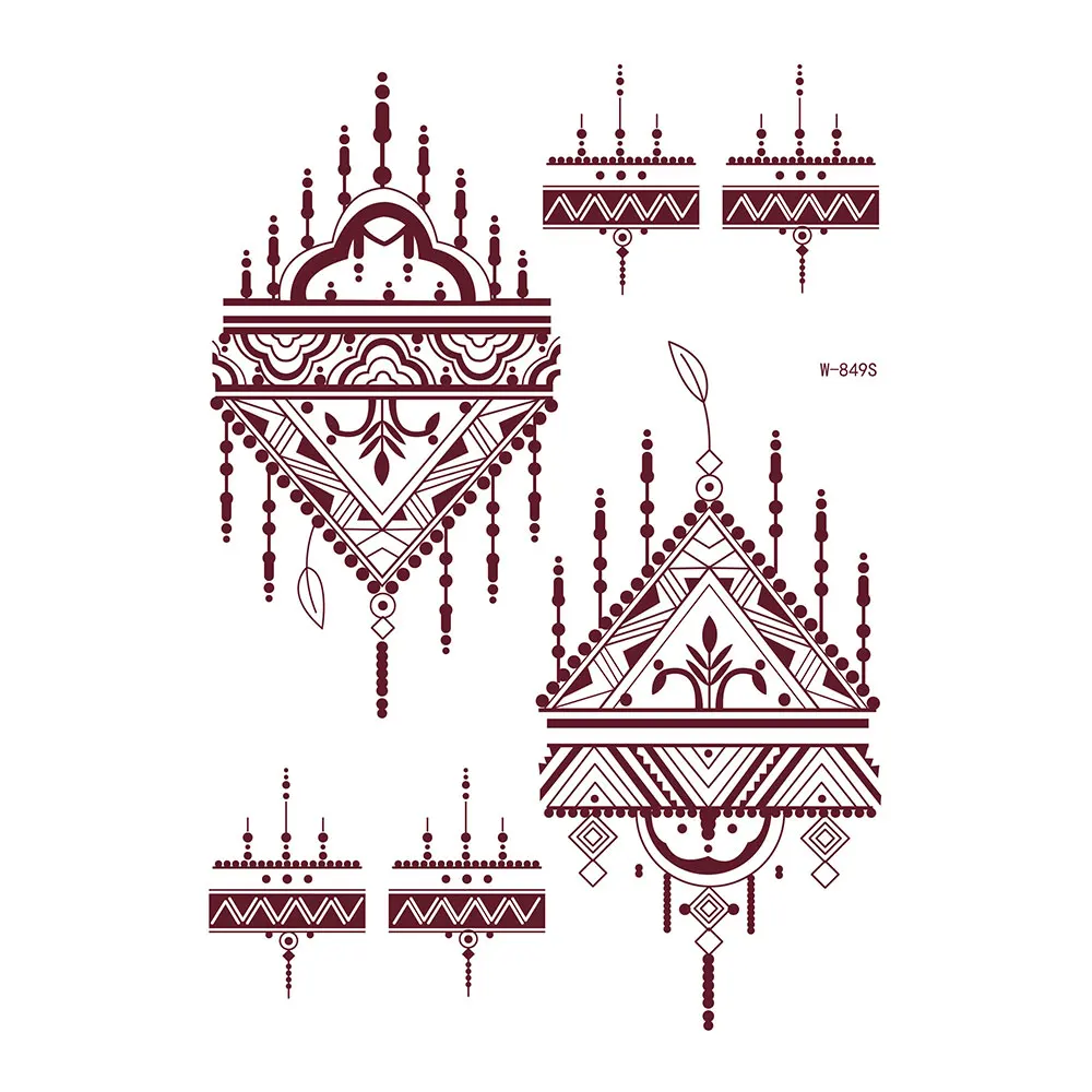 Красивая наклейка, тату-наклейка хной, временная черная белая красная хна, наклейка для татуировки рук
