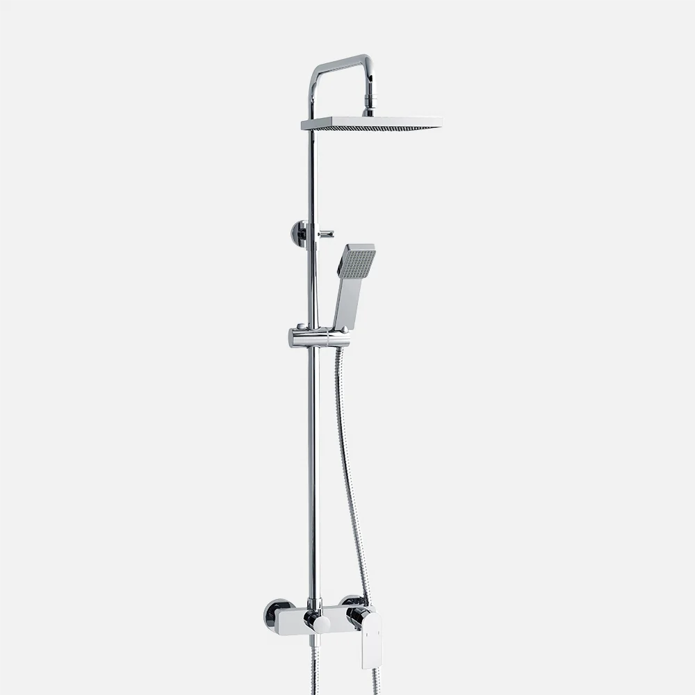 China Hotel Style White Shower Mixer Bath Shower Wholesale Exposed Brass  Mixer Square  Head Rainfall Shower