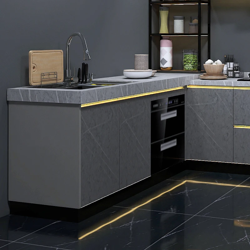 Simple Straight Kitchen Glass Kitchen Door Design Stainless