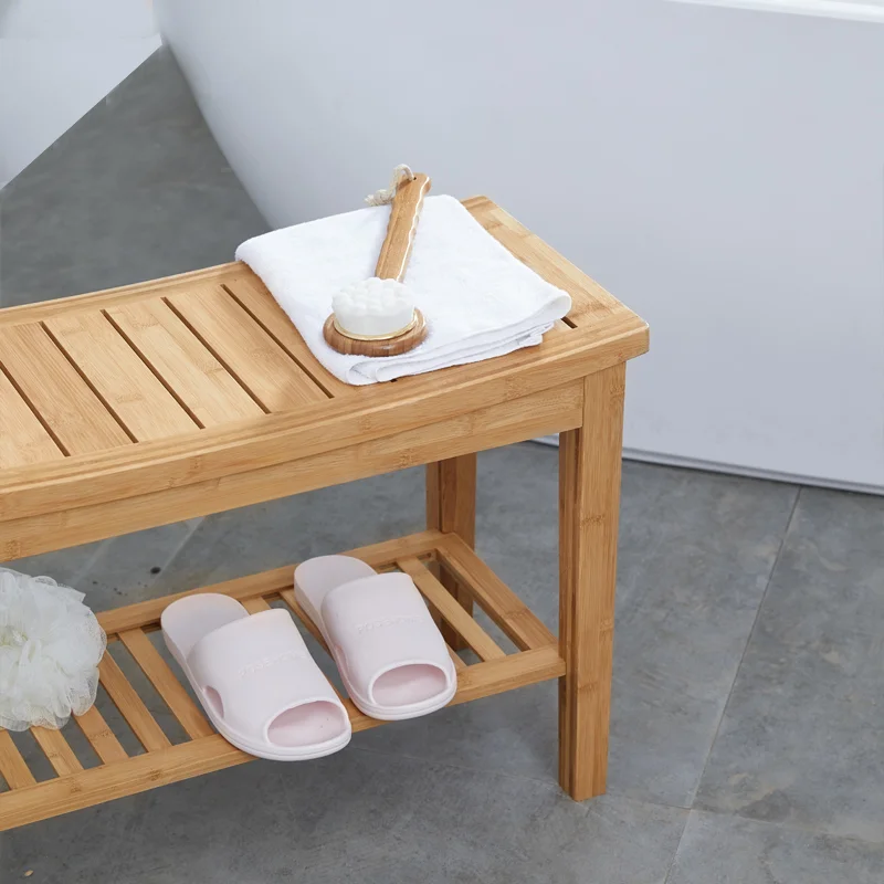 vendita calda di bambù doccia sgabello da banco con mensola in legno panca  per uso interno o esterno vasca da bagno spa con ripiano