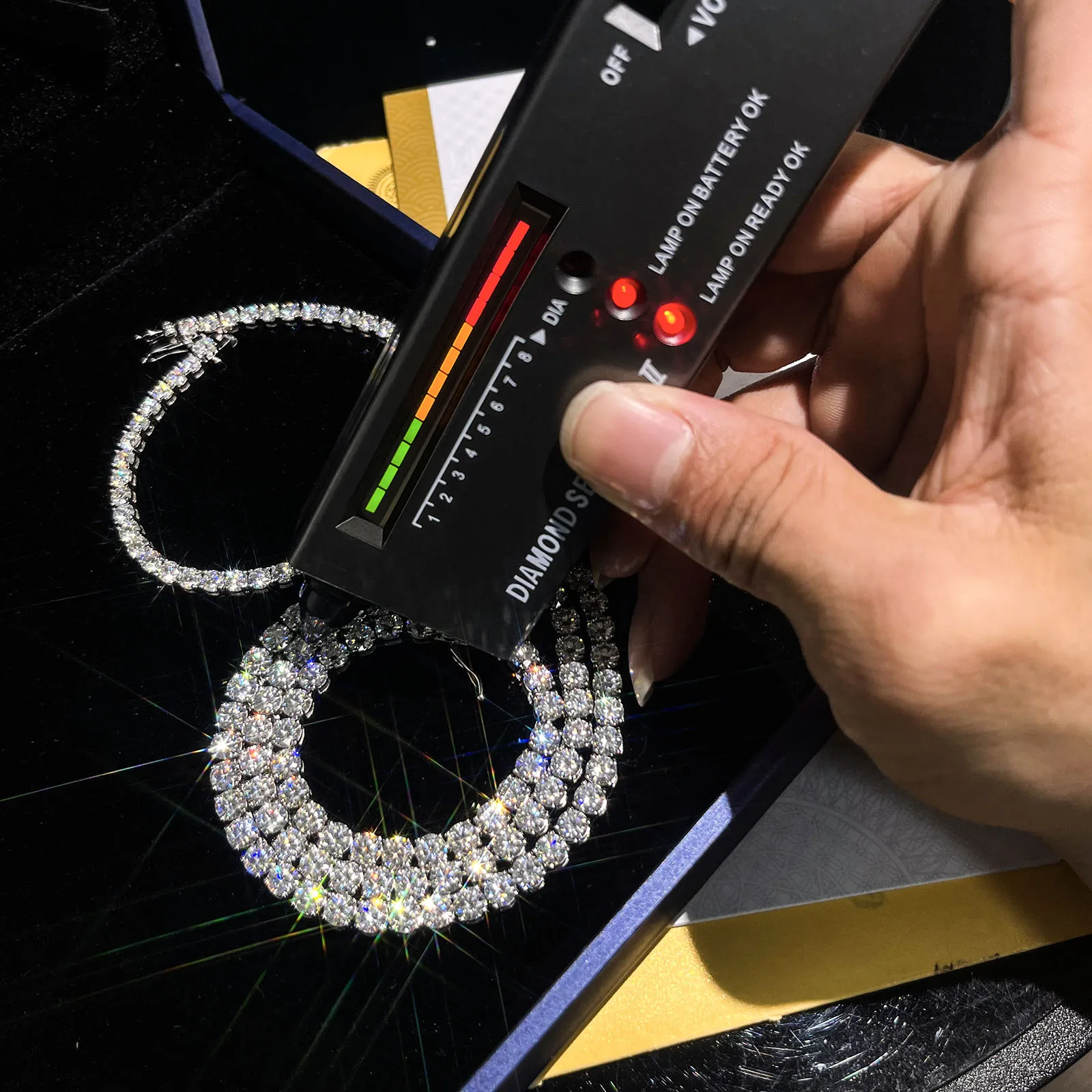テニスチェーンモアサナイト 2mm 3mm 4mm 925スターリングシルバー 