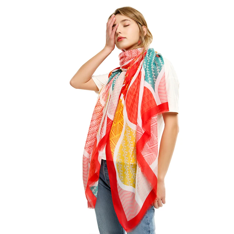 Professional scarf manufacturer 180X90cm color printing design satin fashion scarf for women
