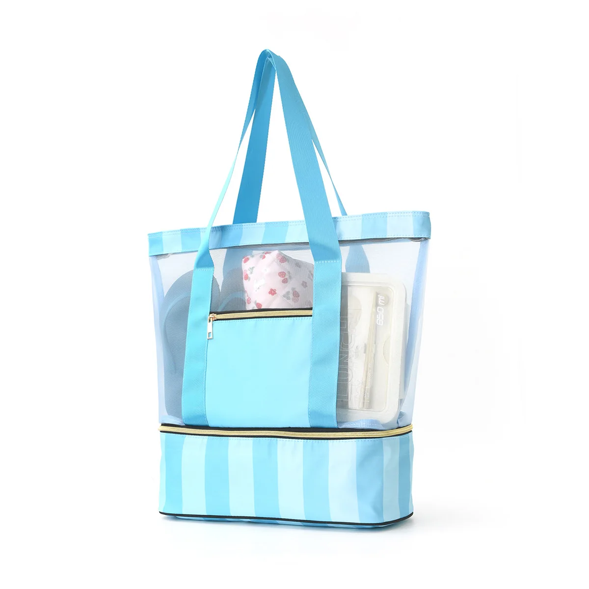 Přenosná dvouvrstvá velkokapacitní plážová kabelka ruční cestovní skladovací pláštěnka z voděodolného polyesteru pro nákupy