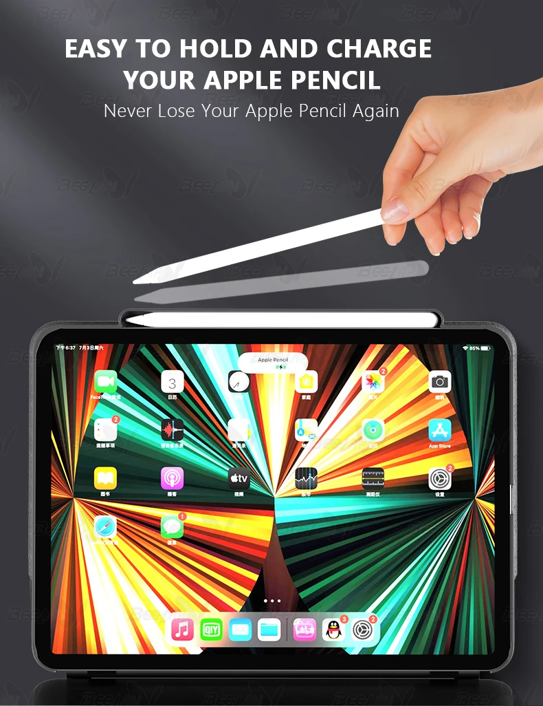 Black Companion Back Cover Case with Pencil Holder Perfect Match for Ipad Pro 11 Inch Magic Keyboard