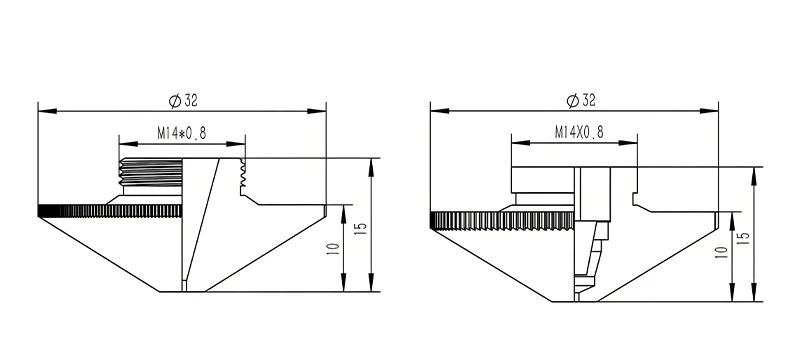 LRTN01/02 Professional Design High Performance M14 D32 Exquisite Structure Laser Cutting Nozzle for Raytools