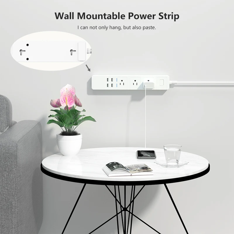 Socket With Alexa Google Home 4 Usb Ports Power Cord With Timer Tuya Wifi Smart Universal Power Strip Surge Protector Extension