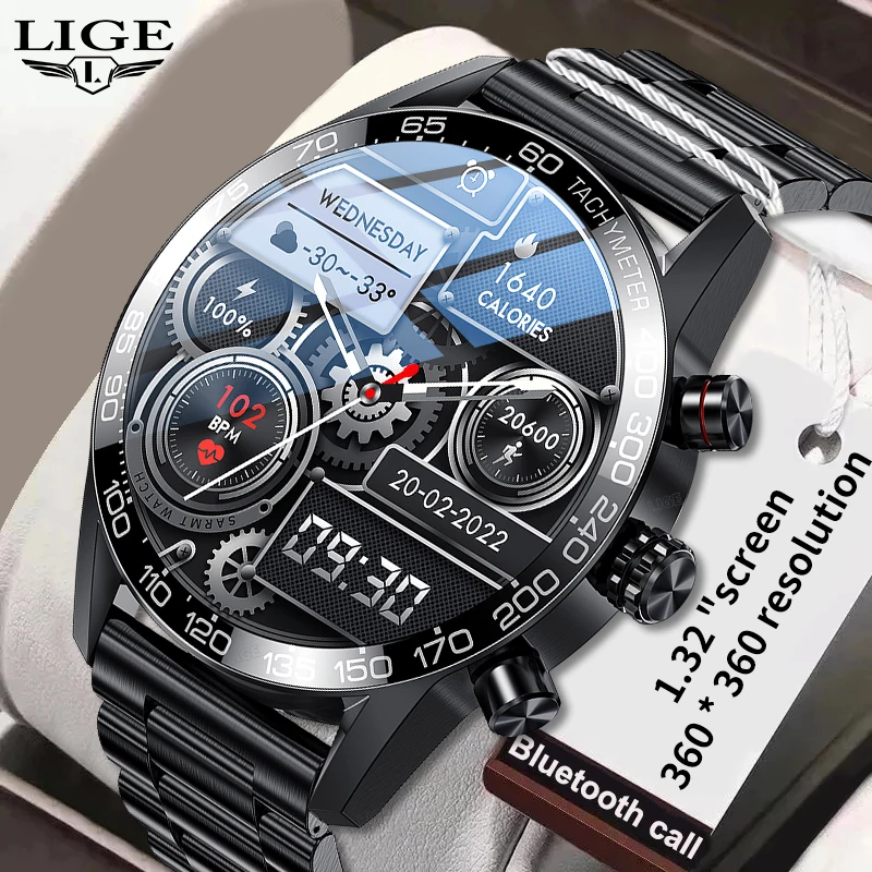 Montre connectée pour homme LIGE BW0408, écran AMOLED HD, montre connectée  sportive pour les affaires, bracelet intelligent, fonctionnement iOS,