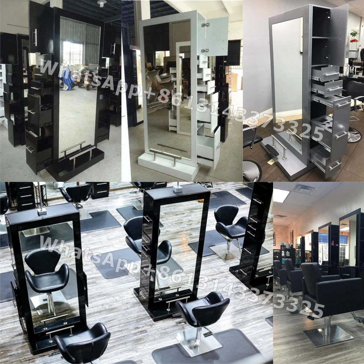 Full Length Standing Mirror Station Double Side Hairdressing Furniture