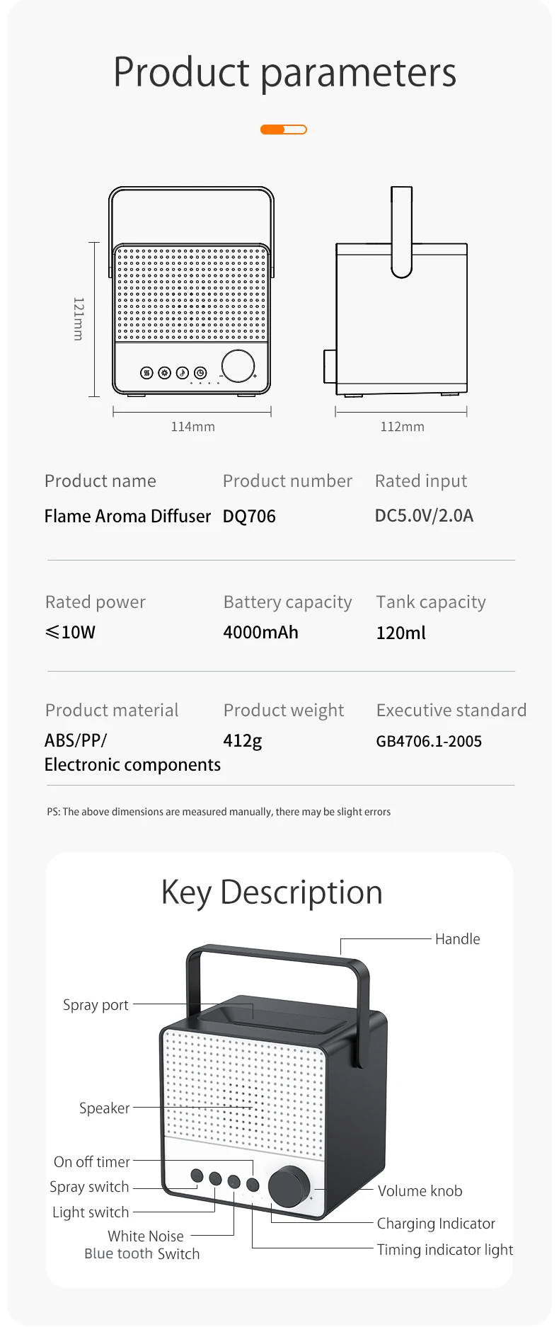 White Noise Humidifier Flame Aroma Diffuser Aromatherapy Ultrasonic