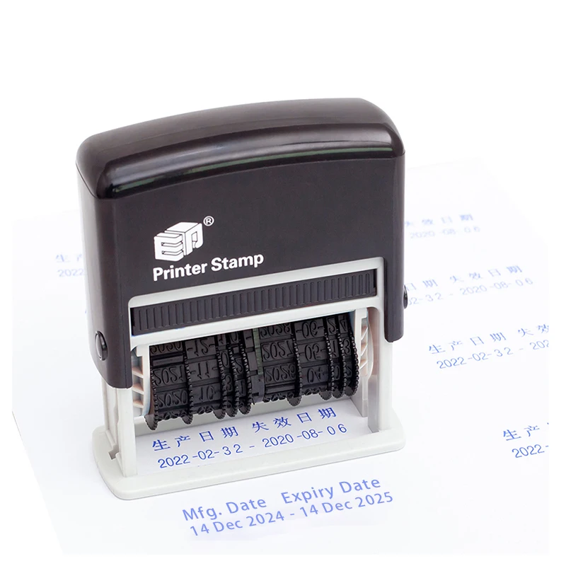 ED503 Double Row Adjustable Date Stamps Valid Manual Production Date Stamp Batch Number Shelf-life Coding Quality Rubber Seal