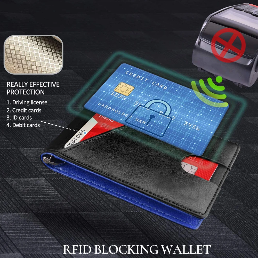 Custom Bifold Rfid Blocking Wallet Pu Leather Slim Minimalist Men's ...