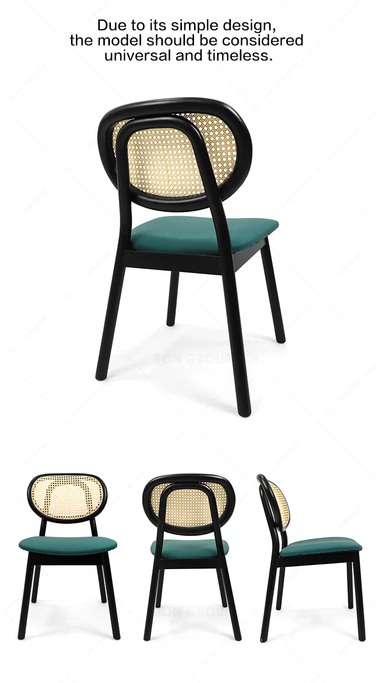 Good quality rattan wooden GreenDining Chair Comfortable Upholstered Soft Chair for Restaurant hotel  party