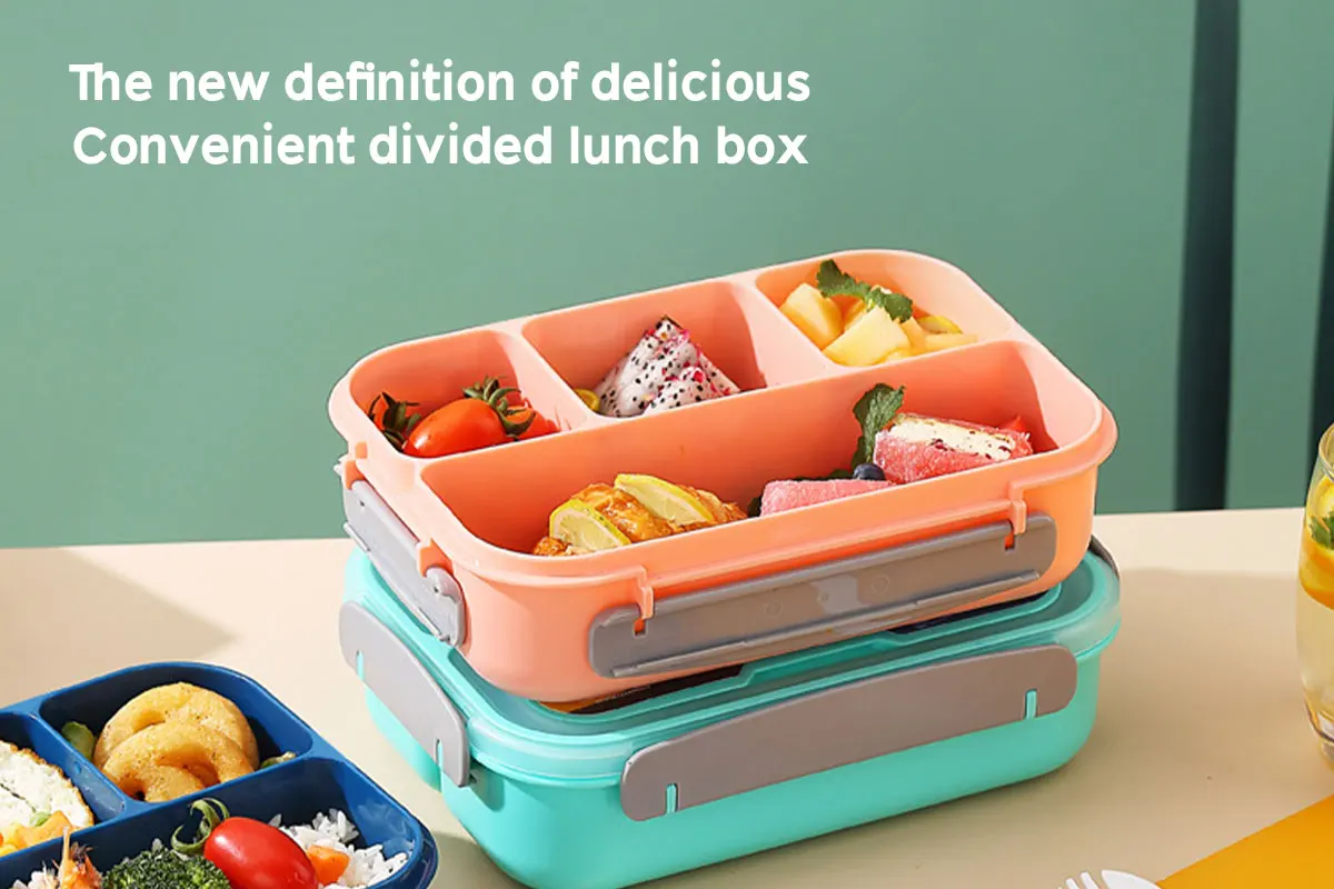 Plastic Lunch Box Custom Insulated Bpa Free Microwave Leakpfoof Bento Box Children School Kids